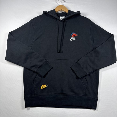 #ad Nike Hoodie Mens Medium Black Multi Futura Triple Swoosh French Terry Pullover $40.90