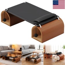 2-in-1 Tunnel Elevated Cat Bed Breathable Pet Camp Bed for Multiple Cats