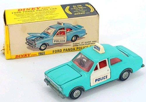 Vintage Dinky No. 270 Ford Panda Police Car Blue Diecast With Original Box