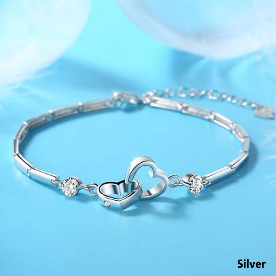 Armband Band Armkette Silber Herz Heart Filigran Boho Doppel Edel Damen Süß - Bild 4 von 4