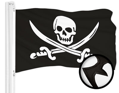 G128 Pirate Jolly Roger Swords Flag 2x3 Ft ToughWeave Embroidered 300D Polyester