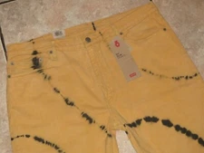 Levi's 511 Slim Fit Cut-Off Jean Shorts Tye Dye Roquefort Yellow/Blk NWT
