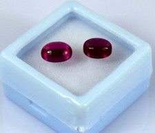 4.20 Ct Burma Ruby Natural Loose Gemstone Pair Oval Cabochon Certified SN06