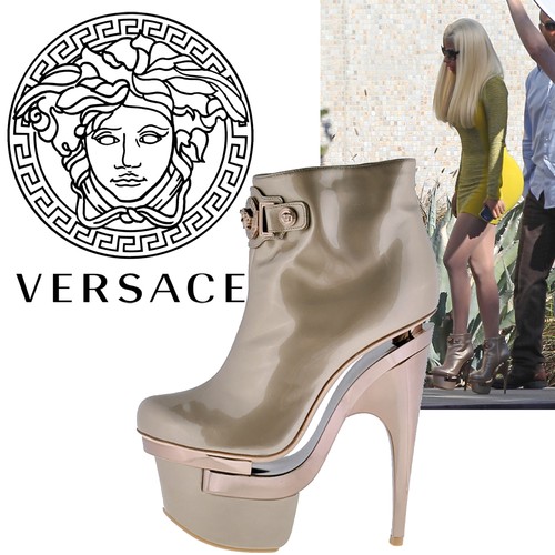 Nueva plataforma de triple Versace Oro Rosa Botas Bota De Cuero 36.6 - 6.5  | eBay