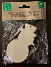 Crafter's Square - Color Your Own Ornament - Snowman- Wood Shapes - 8 Pieces