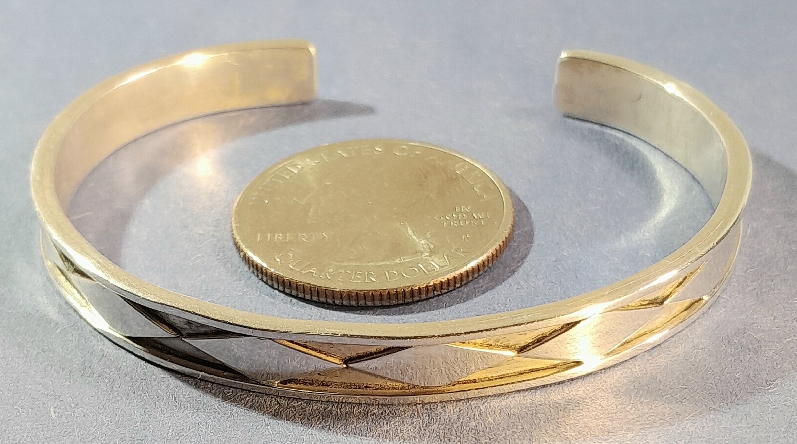 STERLING SILVER DIAMOND PATTERN CUFF BRACELET Ref… - image 8