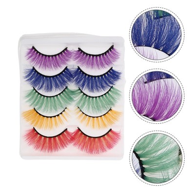 5 paar bunte gefälschte Wimpern kreative Halloween Wimpern Cosplay Wimpern