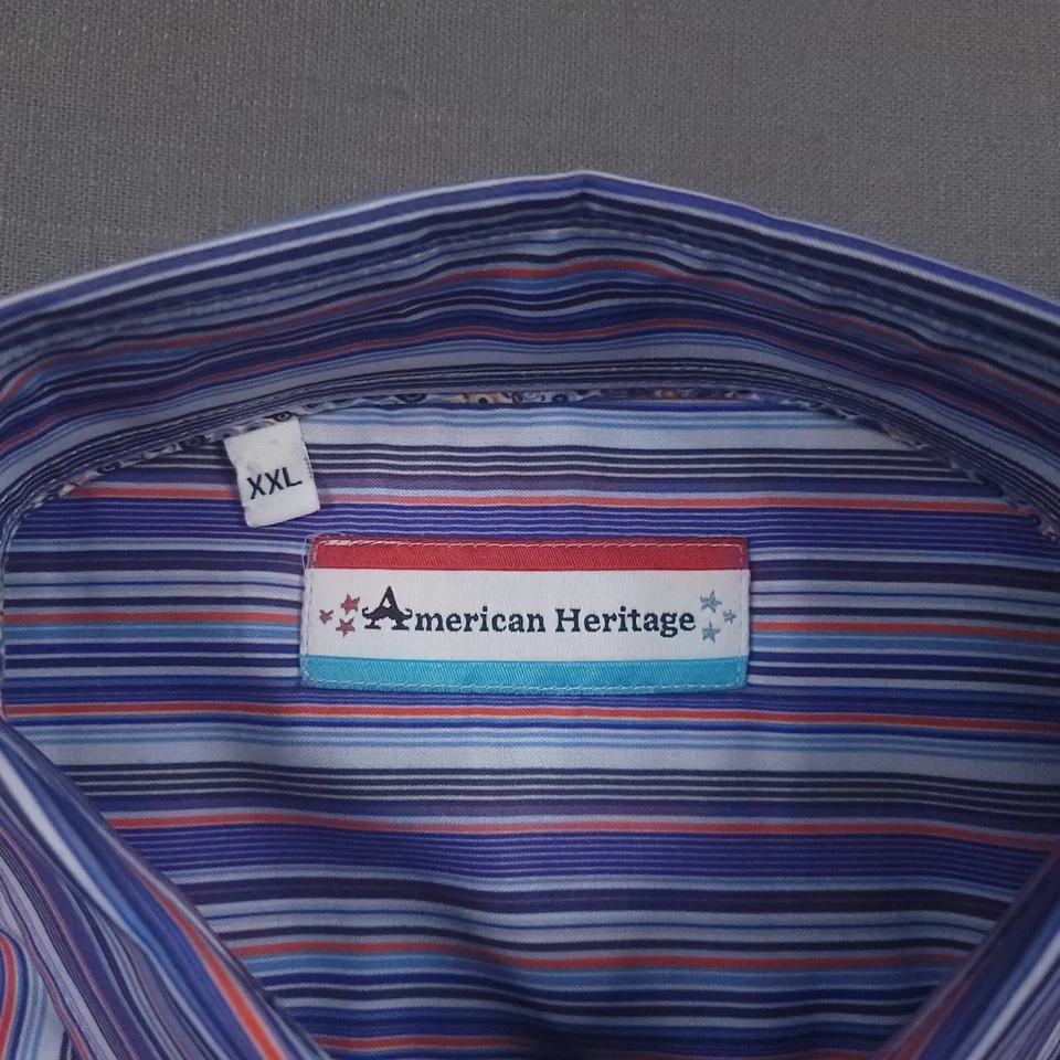Camisa a Rayas American Heritage Para Hombre 2XL Cuello Abotonado Elastizada Manga Larga Foto 4 de 4
