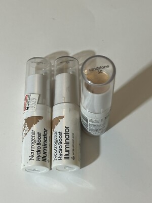 Lot Of 3 Neutrogena Hydro Boost Illuminator in 30 Sandstone with Hyaluronic Acid