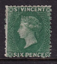 St Vincent 1868 6d Deep Green SG7 Mounted Mint