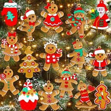 16Pcs Gingerbread Man Ornaments for Christmas Tree, Plastic Cute Gingerbread ...