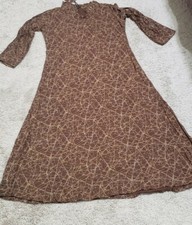 Indian Ladies Cotton long sleeve Ruffle neck Brown Kurti Size S To M