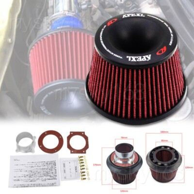 APEXi Style 76mm 3'' Power Intake Dual Funnel Air Filter + Flange Inlet Universal