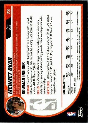 2007-08 Bowman Chrome Basketball -Pick Choose Your Cards  - Picture 69 of 117