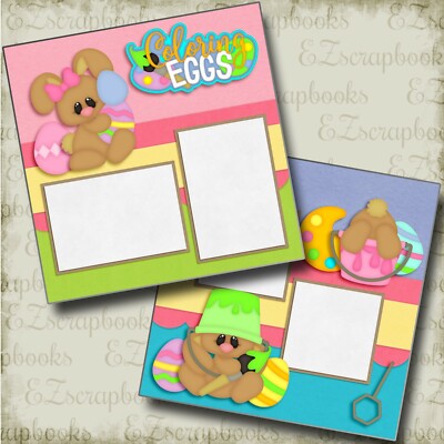 Coloring Eggs - Easter - 2 Premade Scrapbook Pages - EZ Layout 4764