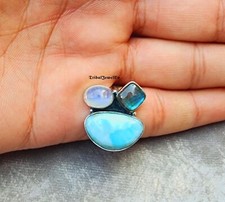 925 Sterling Silver Larimar Moonstone  Labradorite Ring Gemstone Ring Handmade