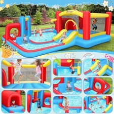 Waterpark with Inflatable Obstacle Course,Slide, Jumping Area,Tunnel  Water Gun