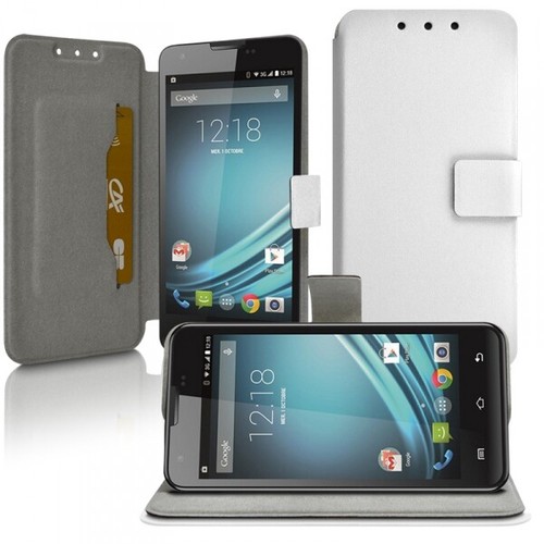 Cover E Pellicola Per Wiko Pulp Fab 4G - Custodia In Pelle PU Con Flip Magnetico E Vetro Temperato 9H (Nero)