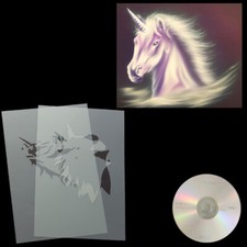 Schablone Einhornkopf Airbrush Schablonen Pferd Fantasy  # 016 & AnleitungsCD