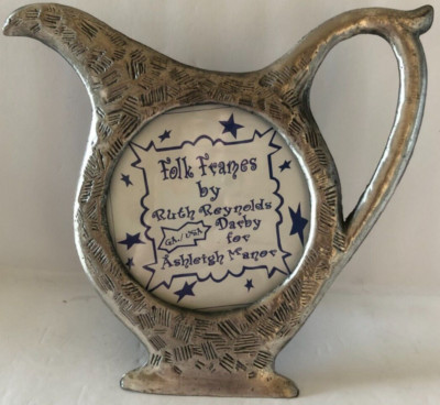 Teapot Shaped Folk Frame by Ruth Reynolds Darby for Ashleigh Manor. Pre-owned.