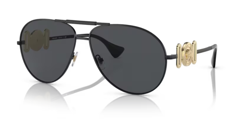 Versace Matte Black Dark Grey Oval Mens Sunglasses 0VE2249 126187