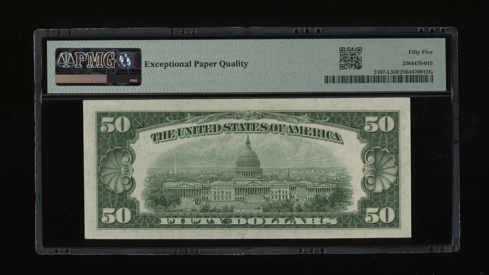 DBR 1950 $50 FRN San Francisco Fr. 2107-L PMG 55 EPQ Serial L03078205A - Image 2 of 2