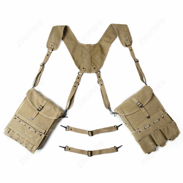 WWII WW2 US ARMY COMBAT MEDIC FIELD POUCH POCKET HARNESS KIT SUSPENDERS