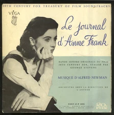 DIARY OF ANNE FRANK 45RPM EP w/PS 20thFoxP2008 Theme + 3 ALFRED NEMAN EX+ FRENCH