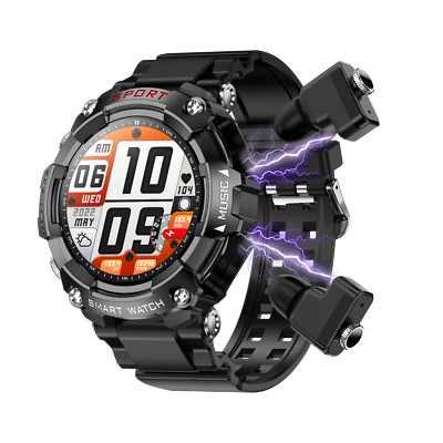 Smart Watch 2 in 1 Bluetooth Music Watch with Earphones Sports Fitness Tracker