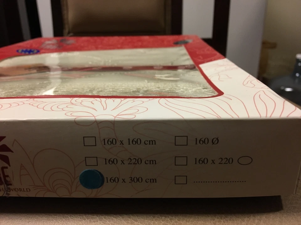 Mantel rectangular beige ganchillo encaje poliéster 63"x118" Foto 3 de 4