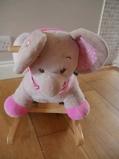 HOMCOM Kids Ride-On Rocking Horse Elephant Sound Handlebars Seat Belt Plush Body