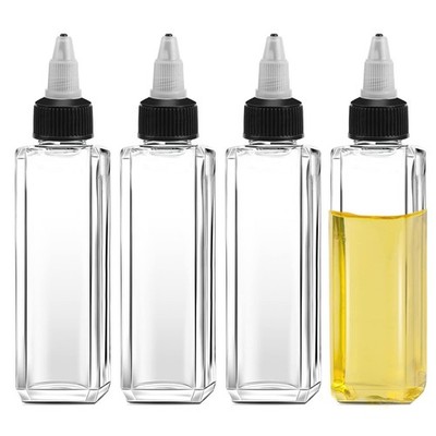 4 Pcs Oil Squeeze Bottles 3.4 OZ Empty Bottles with Twist Top Cap Plastic Liq...