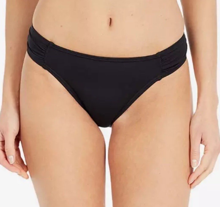 Tommy Bahama L97638 Women's Black Pearl Side-Shirred Bikini Bottom Size Medium