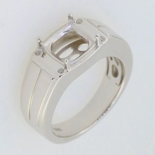 Men's Sterling Silver Semi Mount Ring Setting Cushion 8x8mm Male Ring