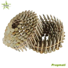 7200 × 1-1/4" × 0.12" Coil Roofing Nail 3/8" Head Diameter 15 Degree Galvanized