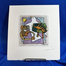 New traditional Korean Fabric Art signed Kim Soo Nam “Prayer Of Peace” 9"x9.5"