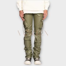 Men's Green Leather Pant Six Pockets Style Pant Genuine Lambskin Leather Pant