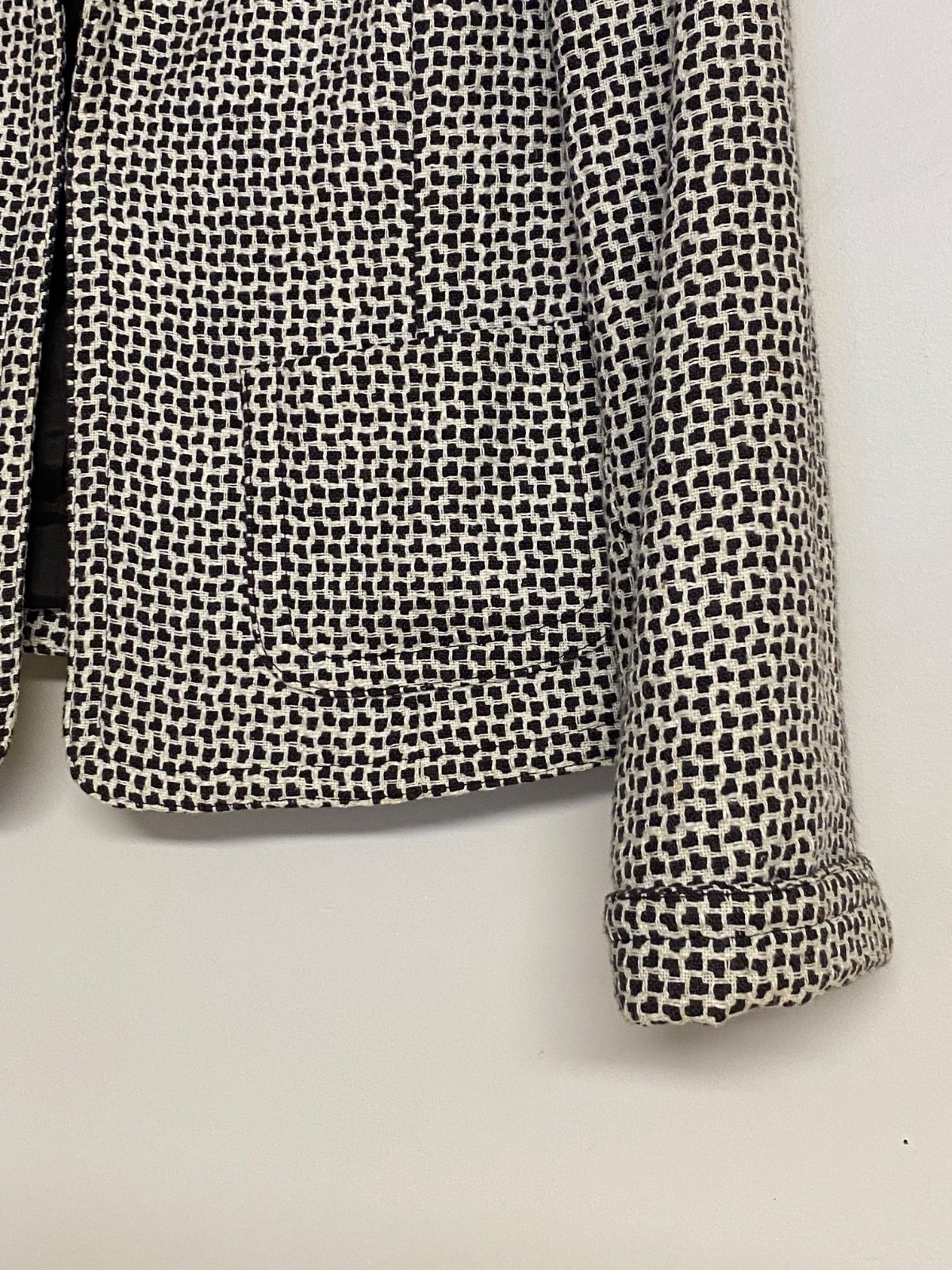 Blazer Brown White Woven Texture Pattern Jacket  … - image 4