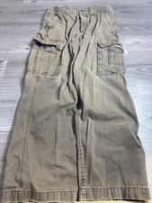 Vintage Y2K Old Navy Men's 32x32 Baggy Military Cargo Pants Brown Skater Faded