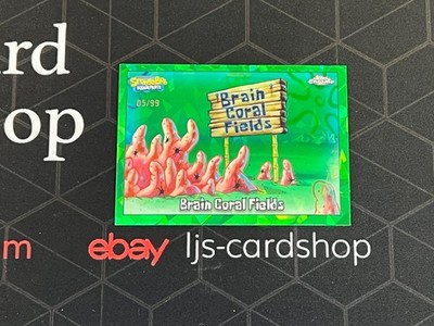 2025 Topps Chrome Sapphire Spongebob Brain Coral Fields 44 Green Sapphire /99 J1
