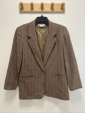 VTG Alison Craig Blazer Houndstooth Wool Blend Autumn Prep Library Chic Size 8