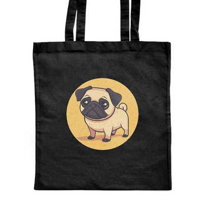 Klassische schwarze Shopper-Tasche ''Süßer Mops stehend'' (ZB00023653)