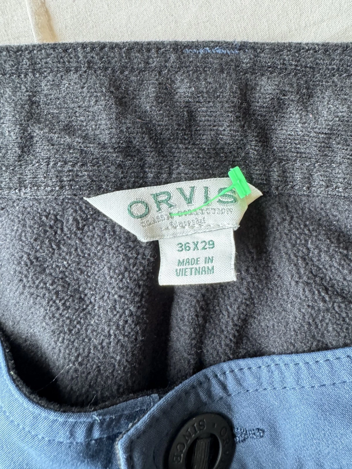 Orvis Fleece Lined Soft Shell Pants Men's 36x29 Blue Outdoor Hiking Fishing