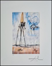 Salvador Dali Espace Éléphant 50 X 40 CM Signé Lithograph Limited #200/1000