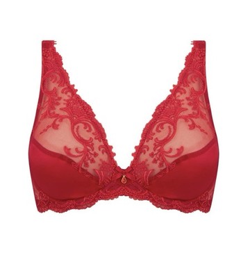 Lise Charmel Splendeur Soie Red Silk Full Cup Triangle Bra Size 34B
