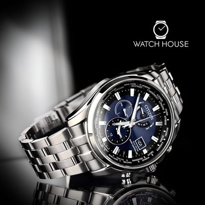 Citizen Elegant Funkuhr Herrenuhr AT9030-55L Blau