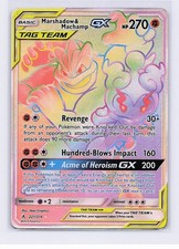 MARSHADOW & MACHAMP GX 221/214 RAINBOW RARE UNBROKEN BONDS POKEMON LP