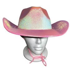 Pink Cowboy Hat Sparkly Metallic Cowgirl Hat for Party Adult Size, Hot Pink