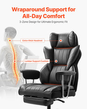 Executive Office Chair - High Back, Footrest Removable Armrests, Black - Ergon