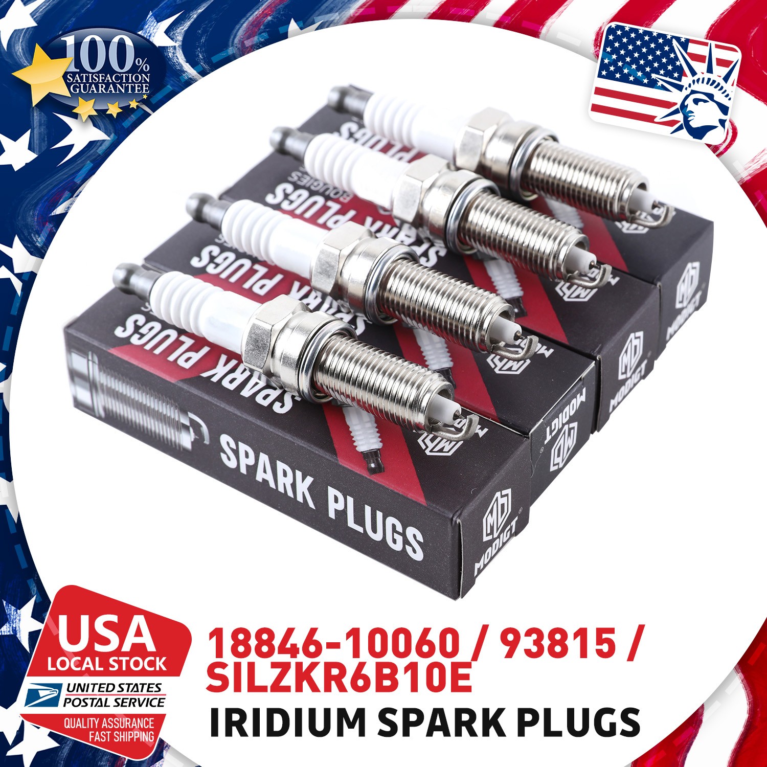 4PCS Iridium 18846-10060 SILZKR6B10E Spark Plug For Hyundai ACCENT KIA SOUL OEM